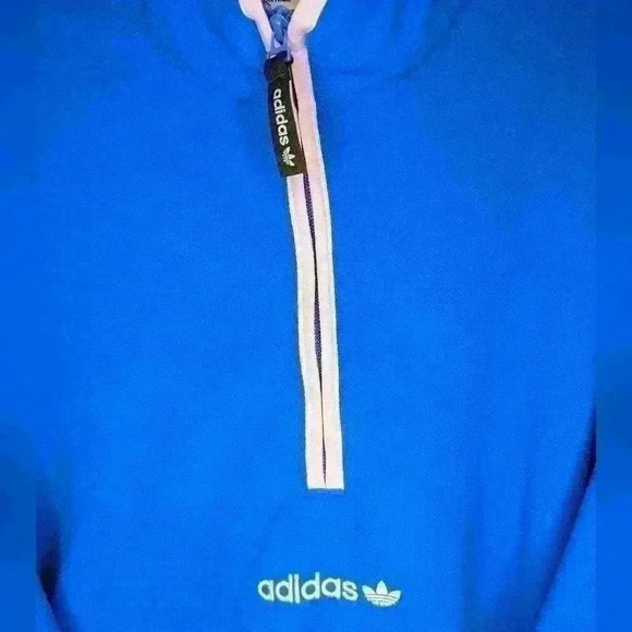 Adidas 1/2 zip pull over Cobalt blue with lilac trim retro colors size XL - Picture 5 of 13